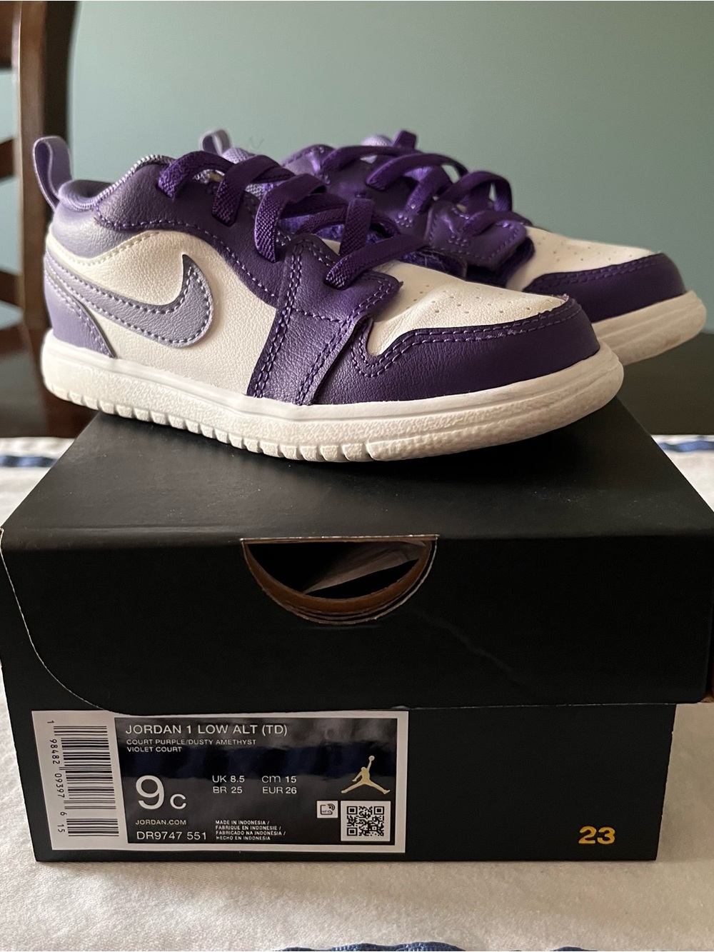Nike Jordan Kids Low-Top Sneakers in Purple and White